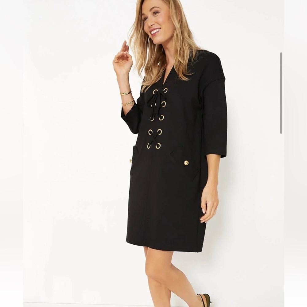 Tuckernuck Black Ellington Shift Dress size XS‎ lace up NEW